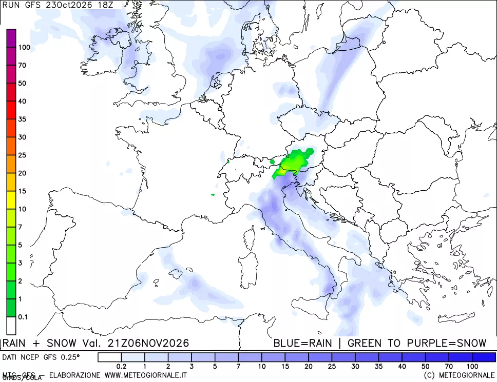 mappa Precipitazioni totali e nevose