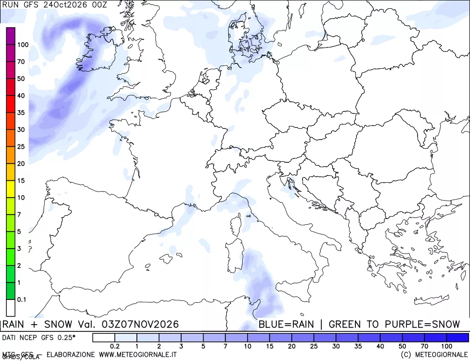 mappa Precipitazioni totali e nevose