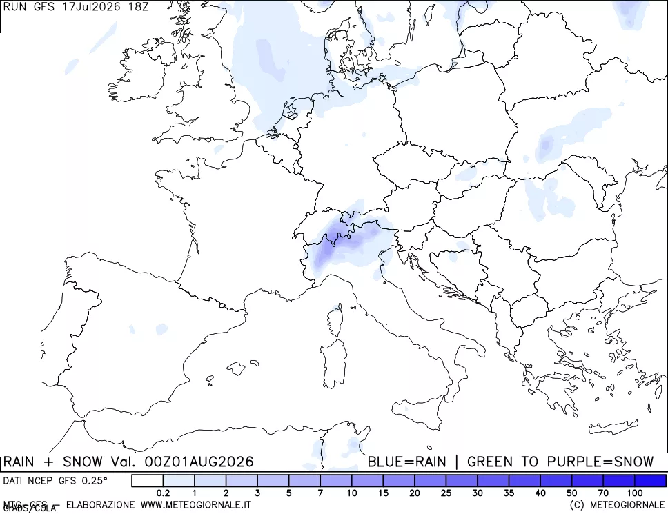 mappa Precipitazioni totali e nevose