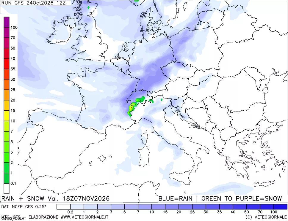 mappa Precipitazioni totali e nevose