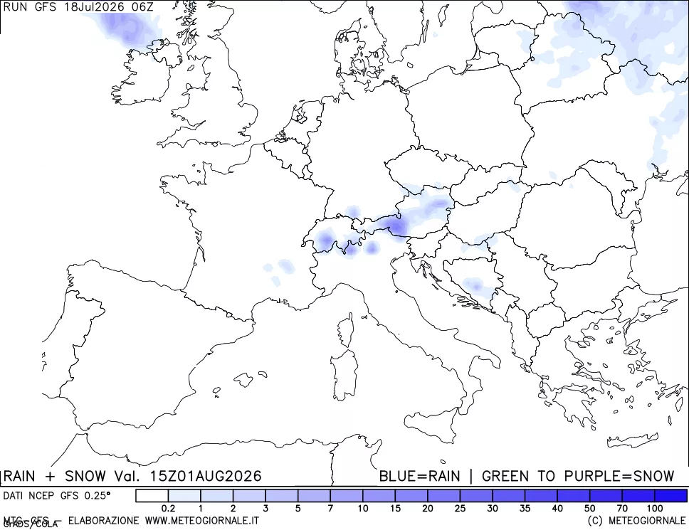 mappa Precipitazioni totali e nevose