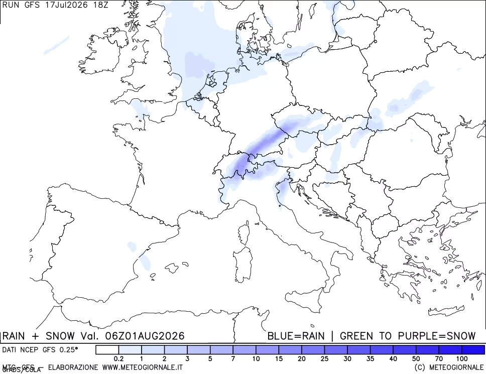 mappa Precipitazioni totali e nevose