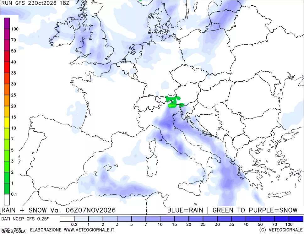 mappa Precipitazioni totali e nevose