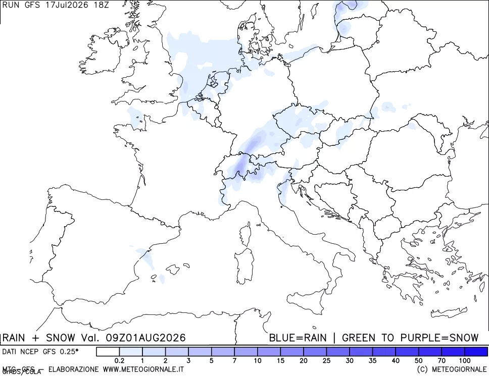 mappa Precipitazioni totali e nevose