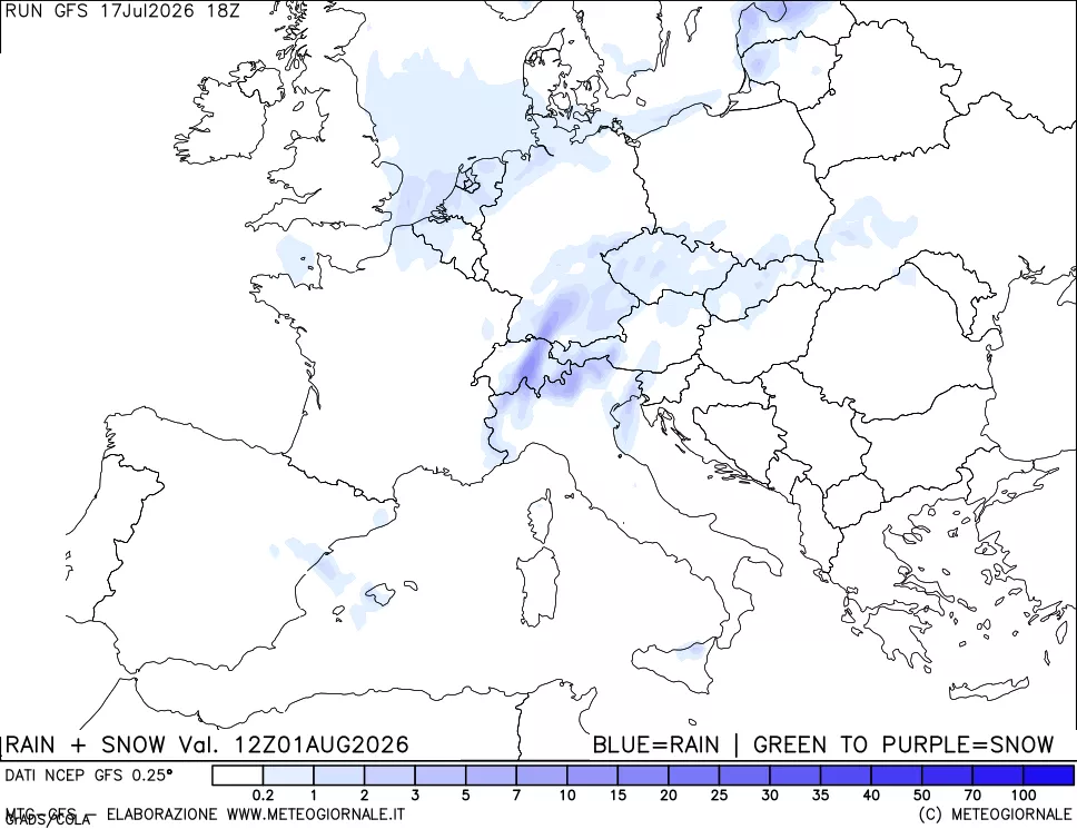 mappa Precipitazioni totali e nevose