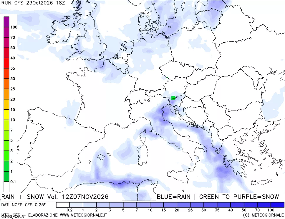 mappa Precipitazioni totali e nevose