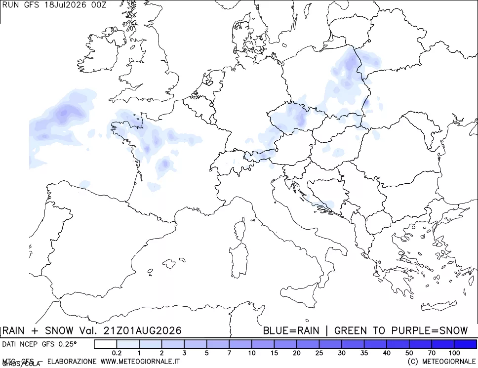 mappa Precipitazioni totali e nevose
