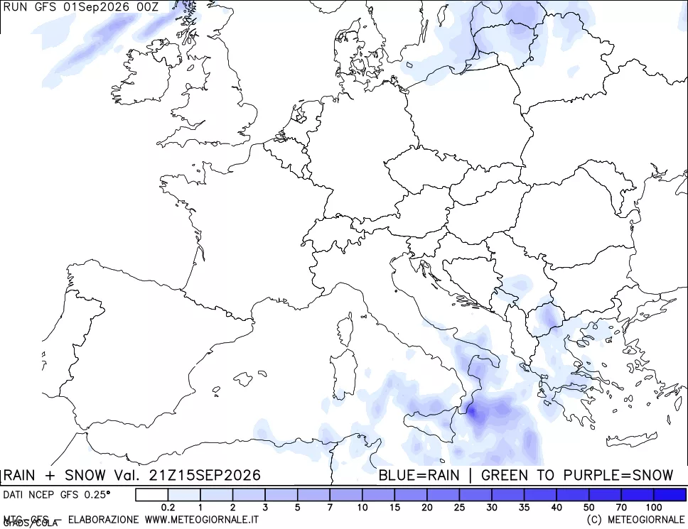 mappa Precipitazioni totali e nevose