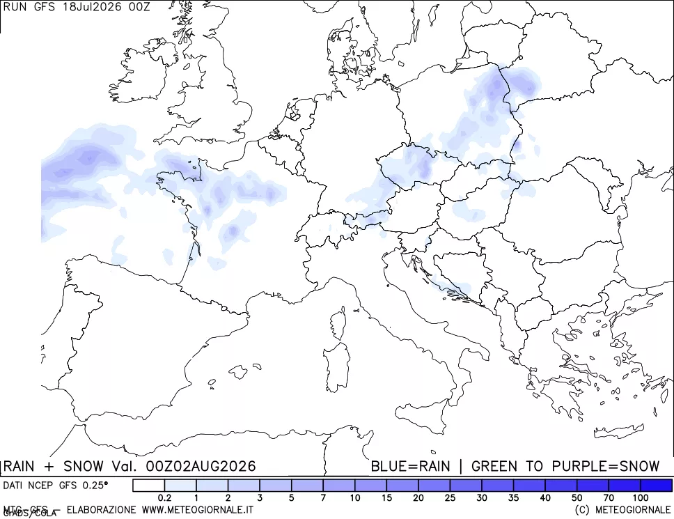 mappa Precipitazioni totali e nevose