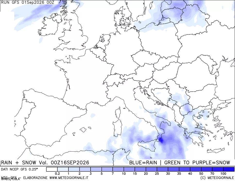 mappa Precipitazioni totali e nevose