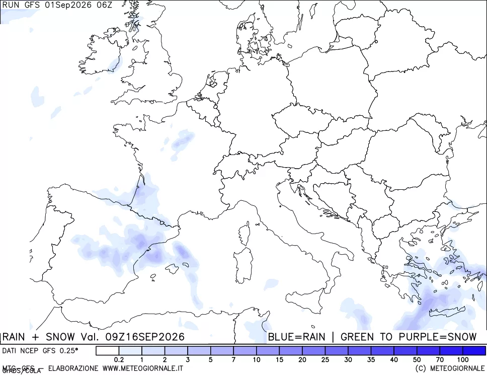 mappa Precipitazioni totali e nevose