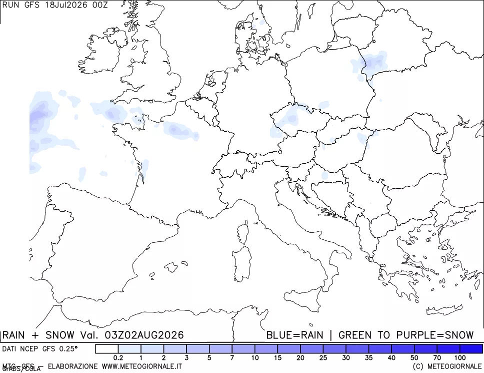 mappa Precipitazioni totali e nevose
