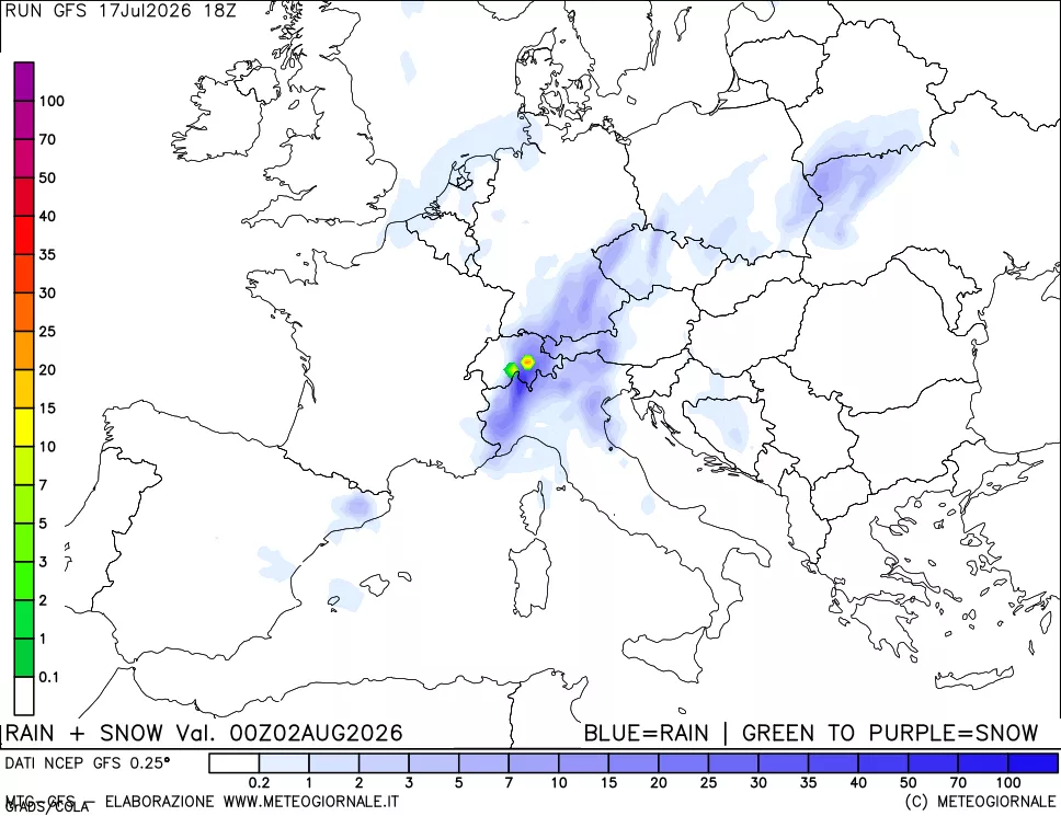 mappa Precipitazioni totali e nevose