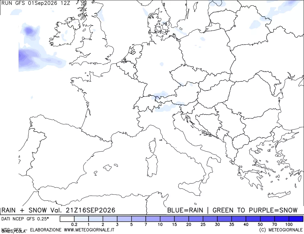 mappa Precipitazioni totali e nevose