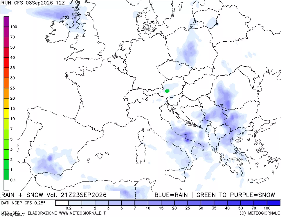 mappa Precipitazioni totali e nevose