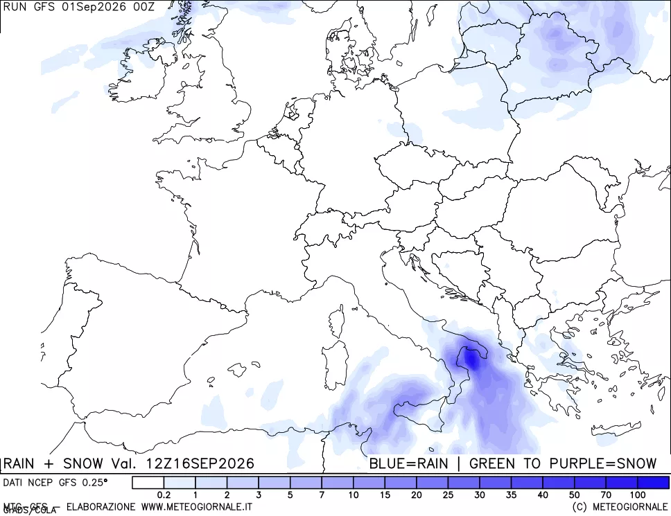 mappa Precipitazioni totali e nevose