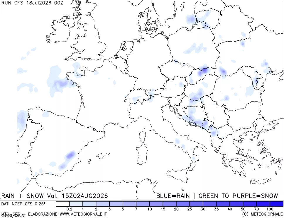 mappa Precipitazioni totali e nevose