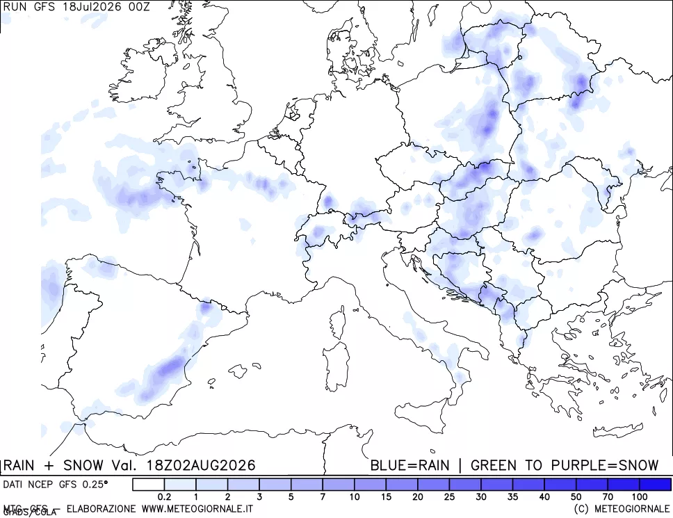 mappa Precipitazioni totali e nevose