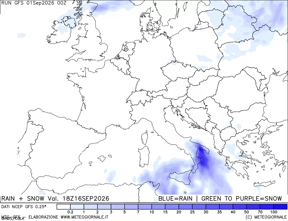 mappa Precipitazioni totali e nevose