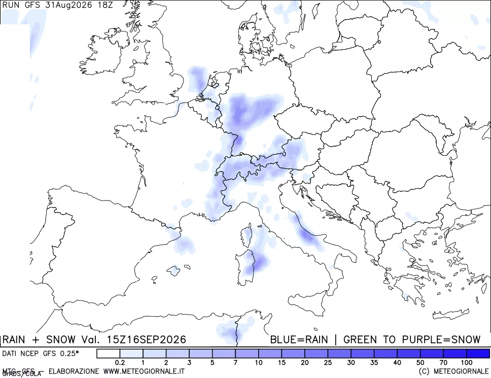 mappa Precipitazioni totali e nevose