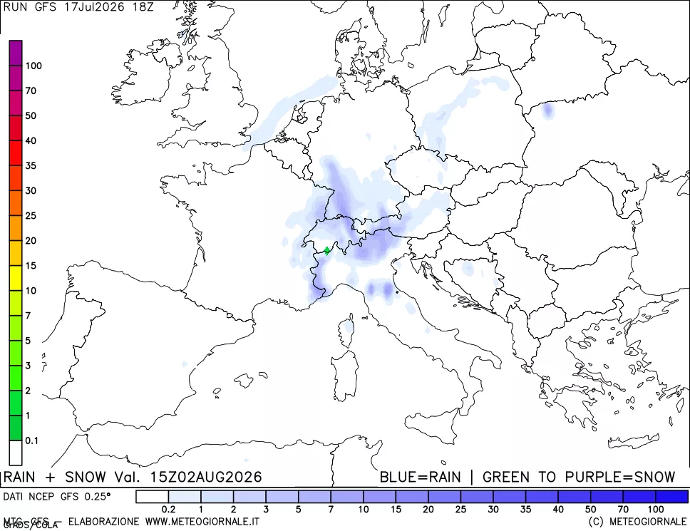 mappa Precipitazioni totali e nevose