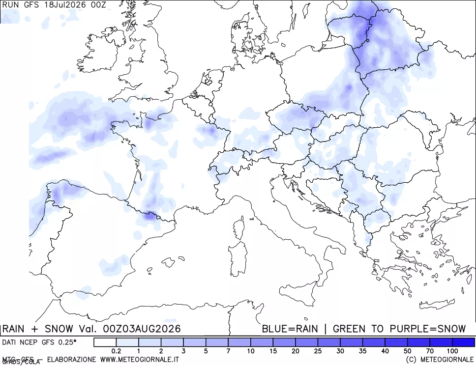 mappa Precipitazioni totali e nevose