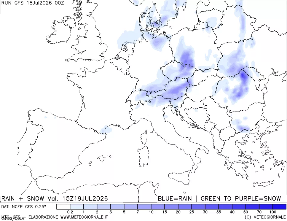mappa Precipitazioni totali e nevose