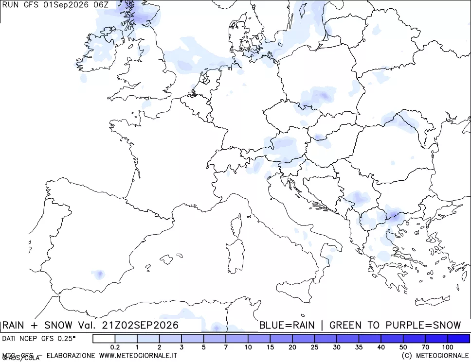 mappa Precipitazioni totali e nevose