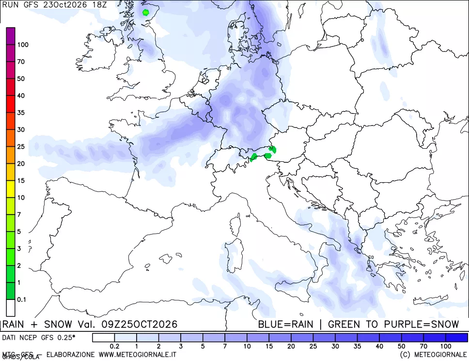 mappa Precipitazioni totali e nevose