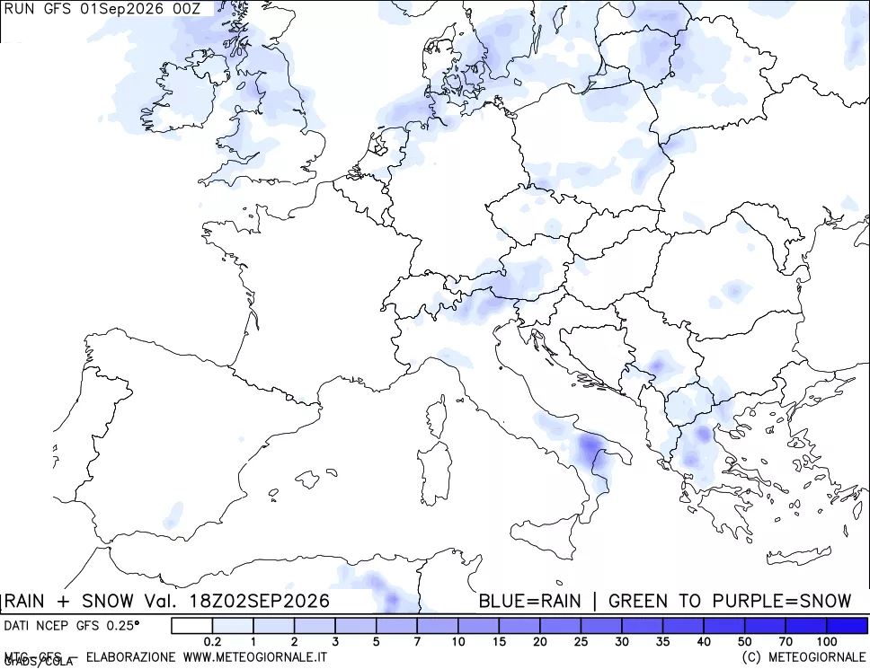 mappa Precipitazioni totali e nevose