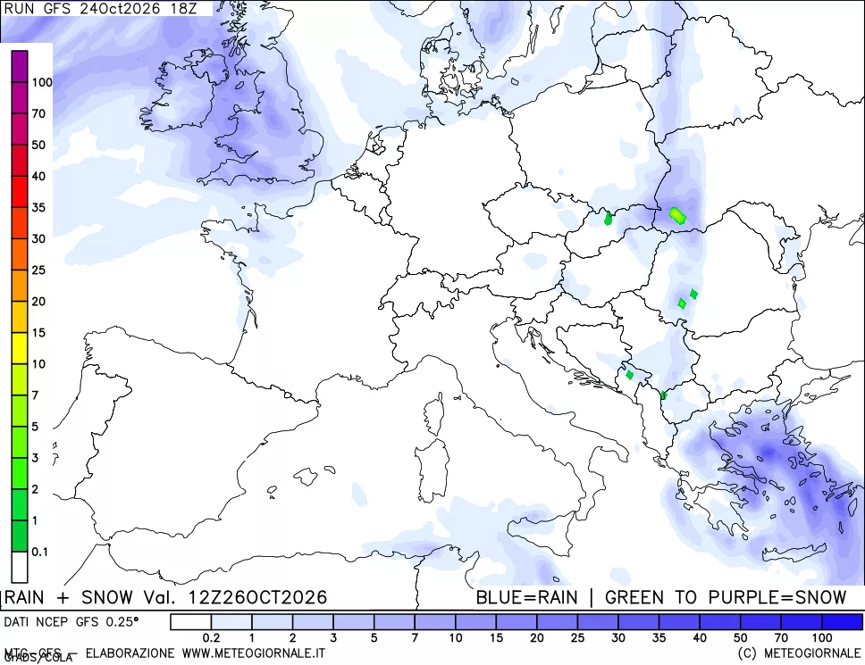 mappa Precipitazioni totali e nevose