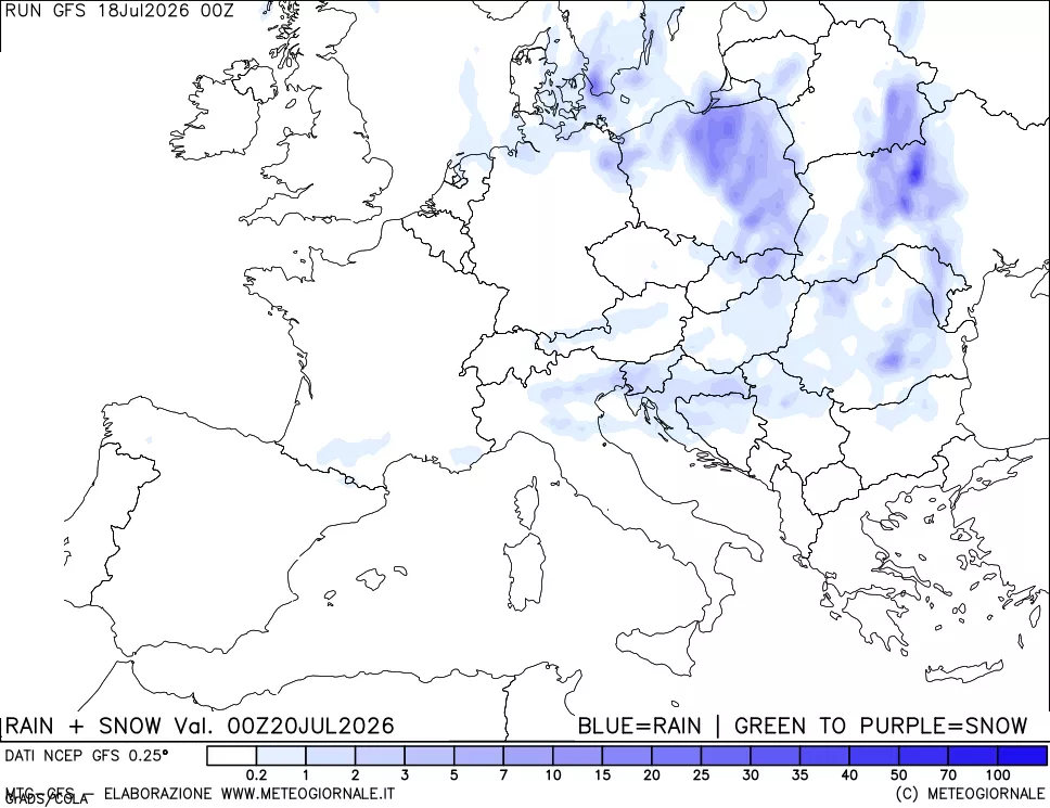 mappa Precipitazioni totali e nevose