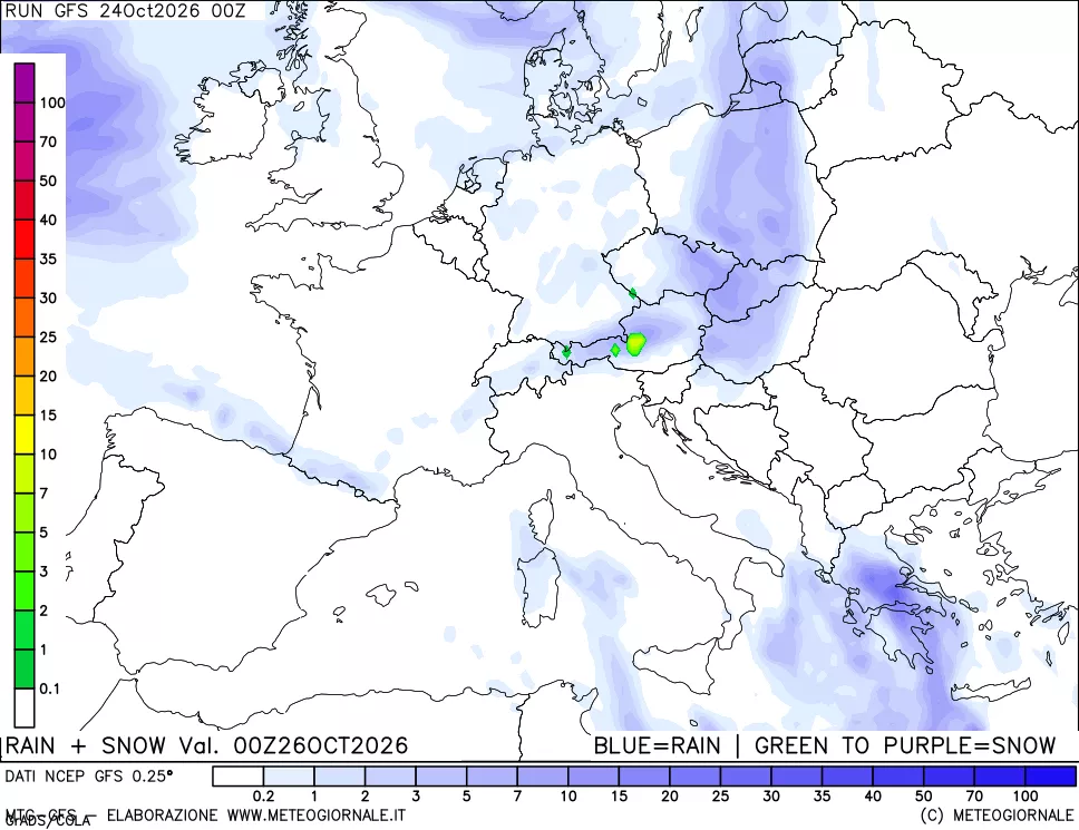 mappa Precipitazioni totali e nevose