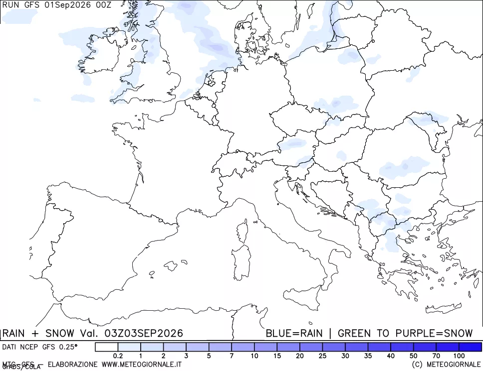 mappa Precipitazioni totali e nevose
