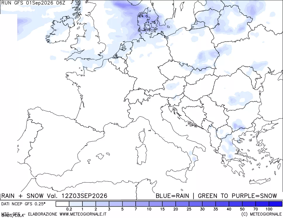 mappa Precipitazioni totali e nevose