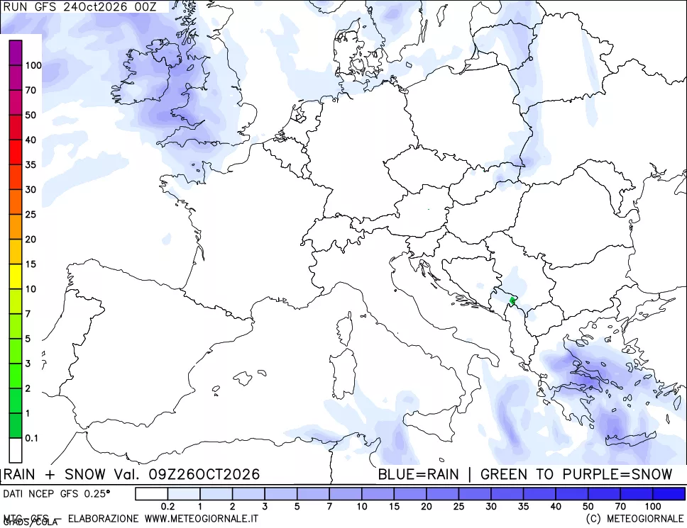 mappa Precipitazioni totali e nevose