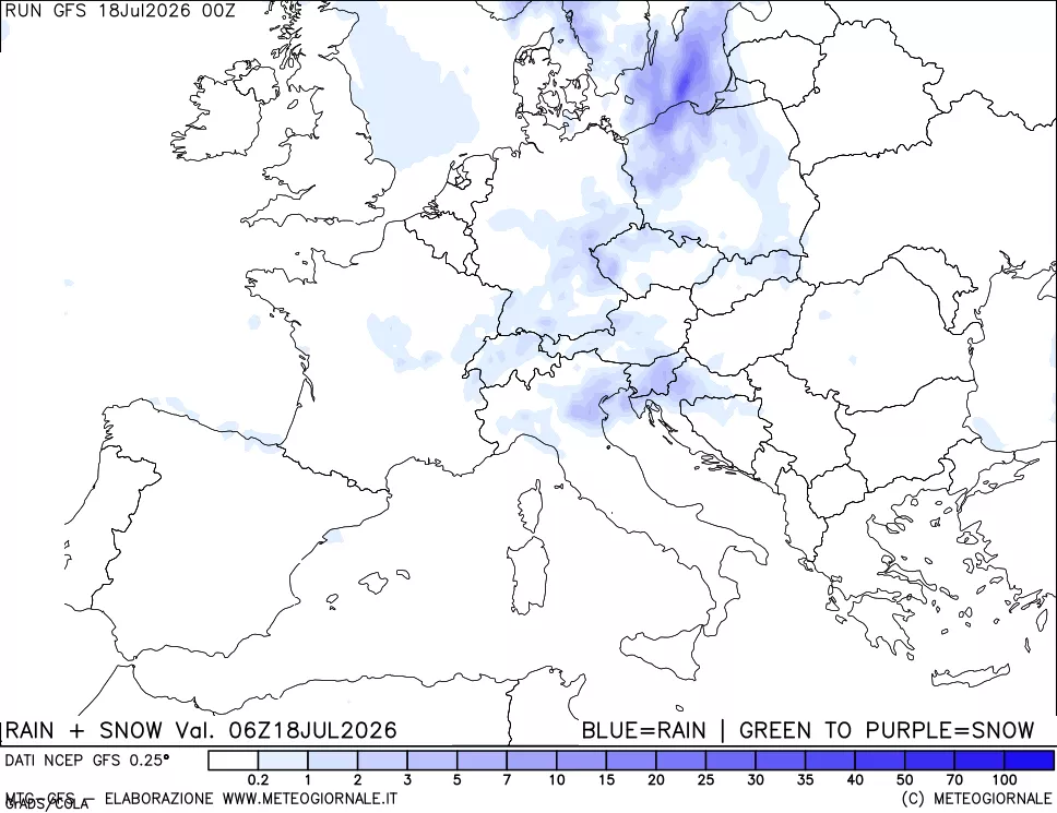 mappa Precipitazioni totali e nevose