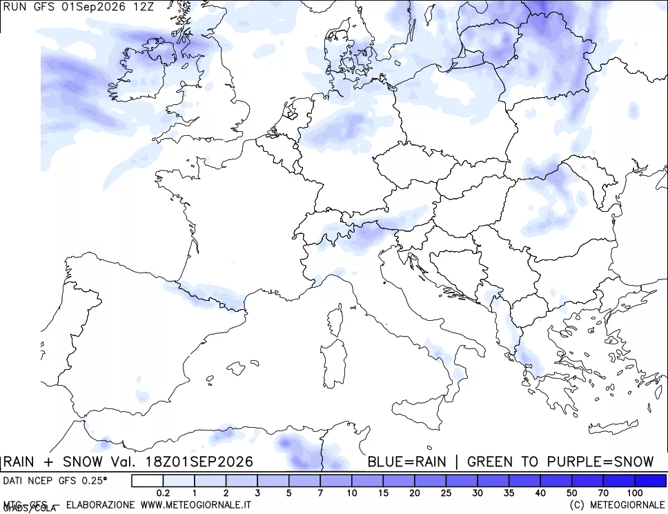mappa Precipitazioni totali e nevose