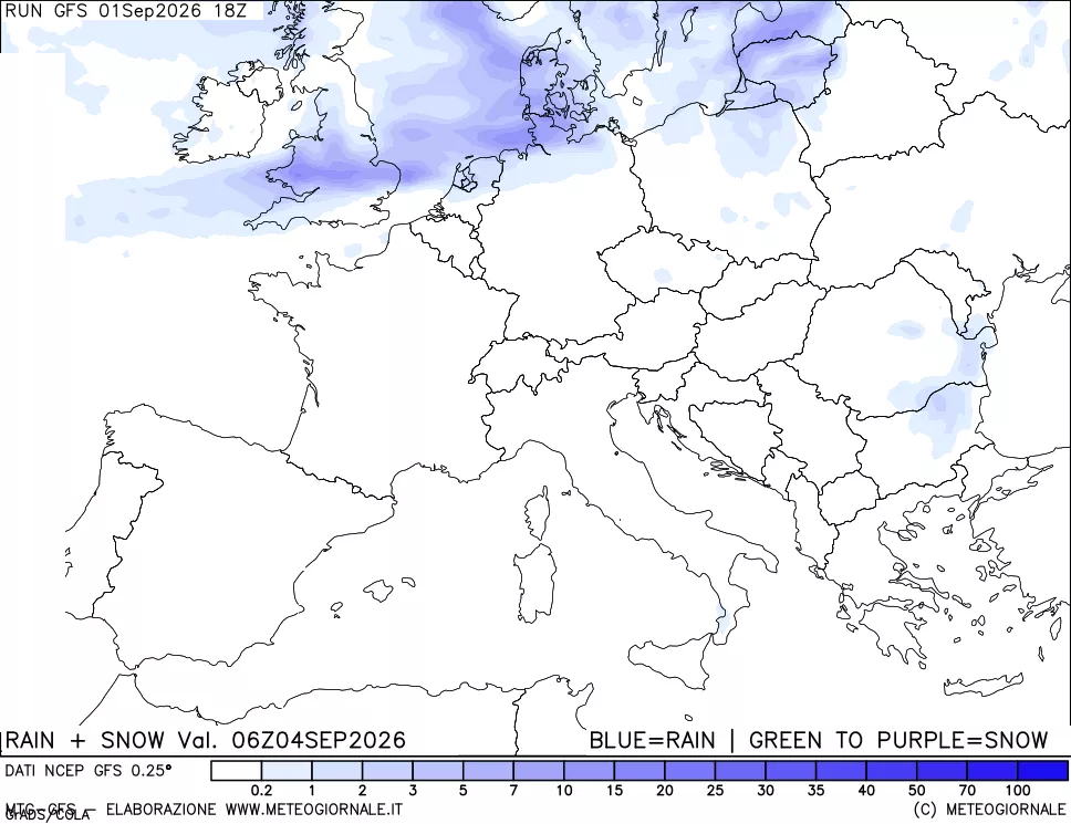 mappa Precipitazioni totali e nevose