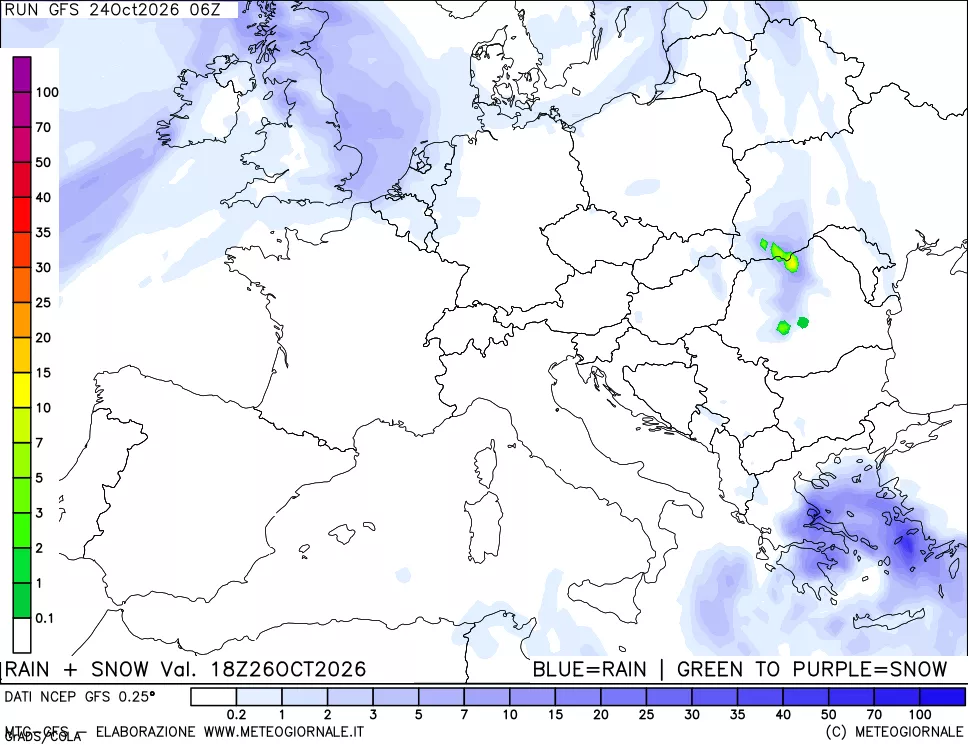 mappa Precipitazioni totali e nevose
