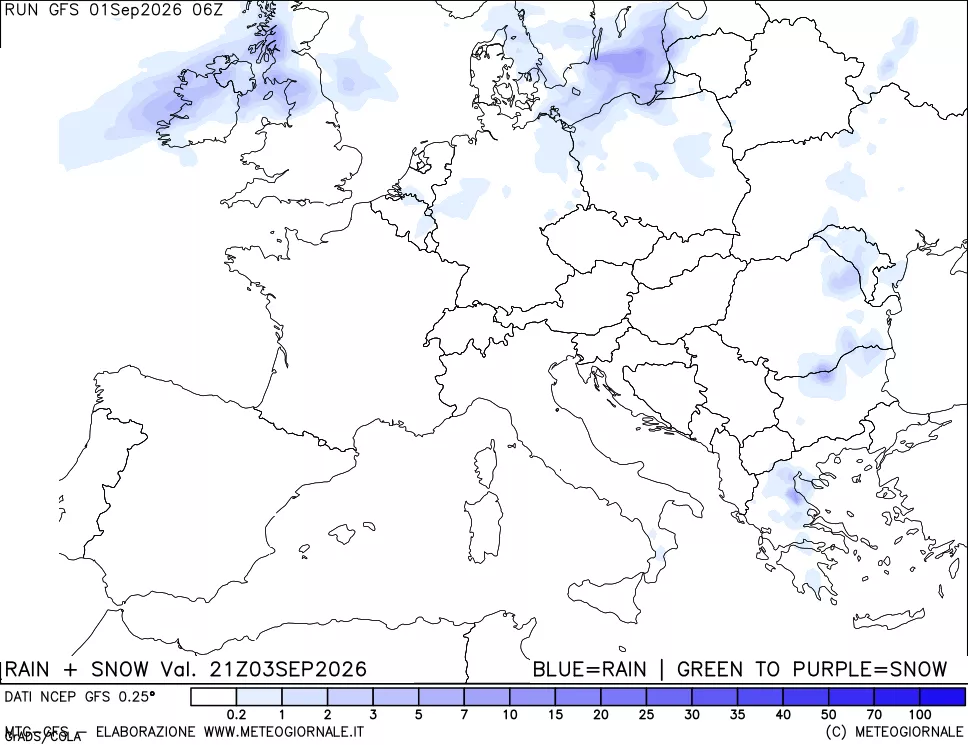 mappa Precipitazioni totali e nevose