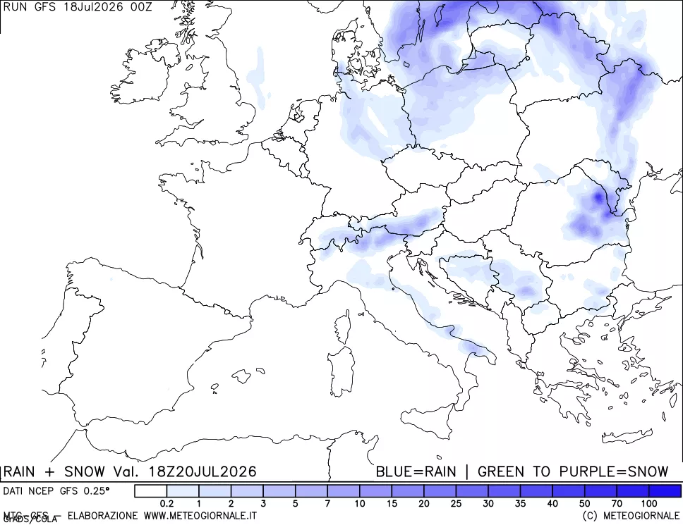 mappa Precipitazioni totali e nevose