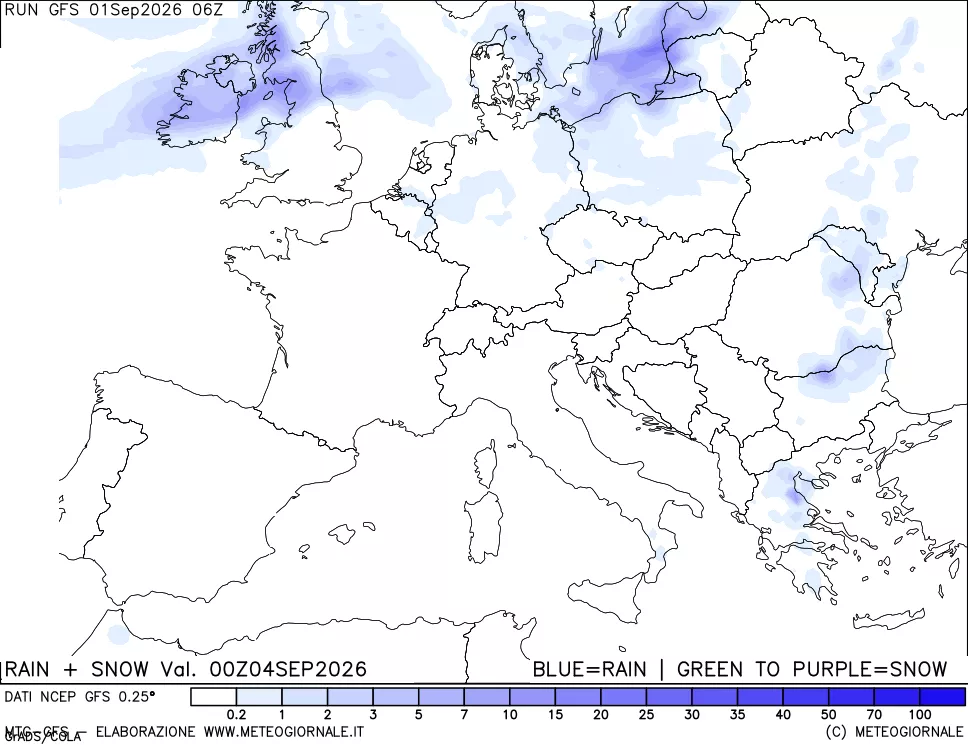mappa Precipitazioni totali e nevose