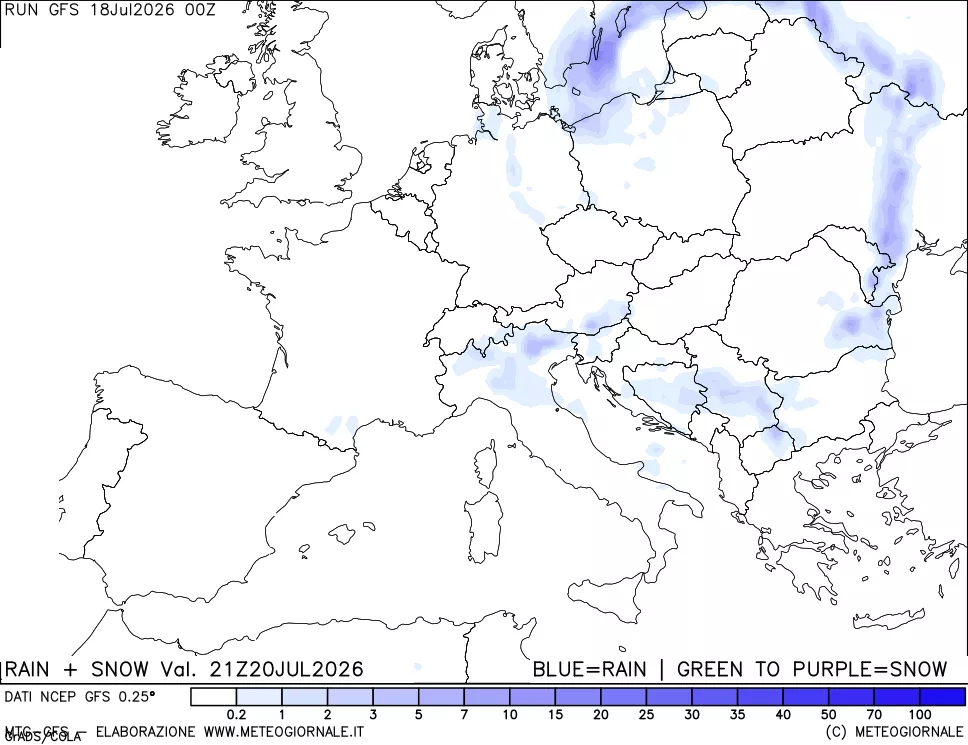 mappa Precipitazioni totali e nevose