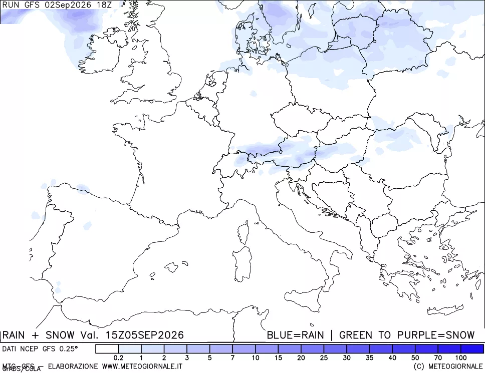 mappa Precipitazioni totali e nevose