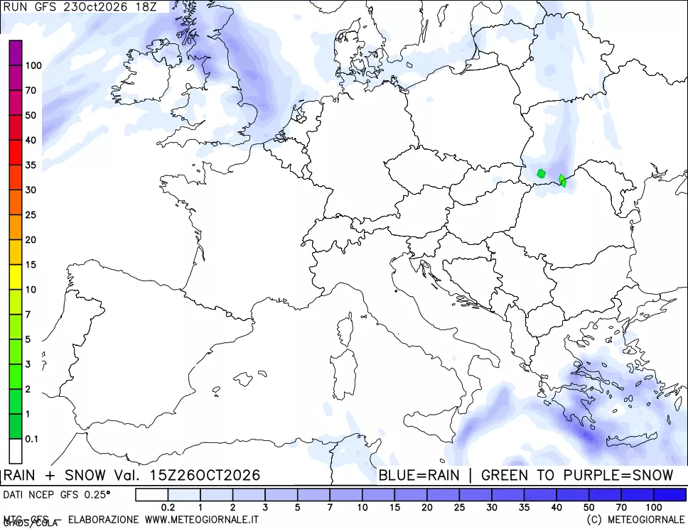 mappa Precipitazioni totali e nevose