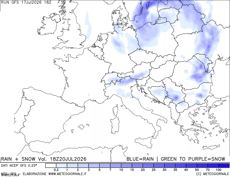 mappa Precipitazioni totali e nevose