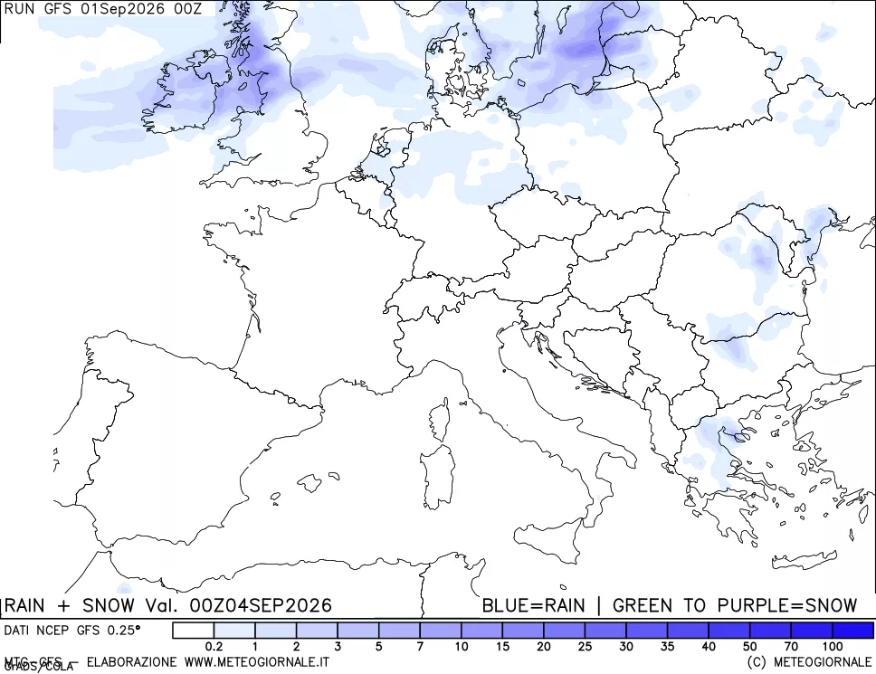 mappa Precipitazioni totali e nevose