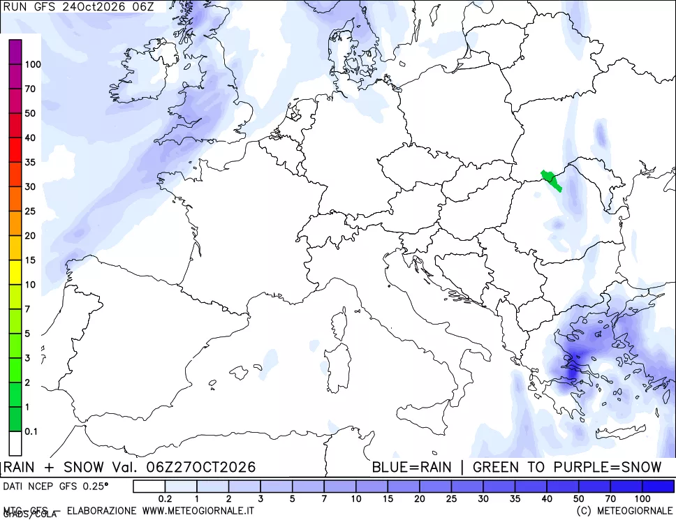 mappa Precipitazioni totali e nevose