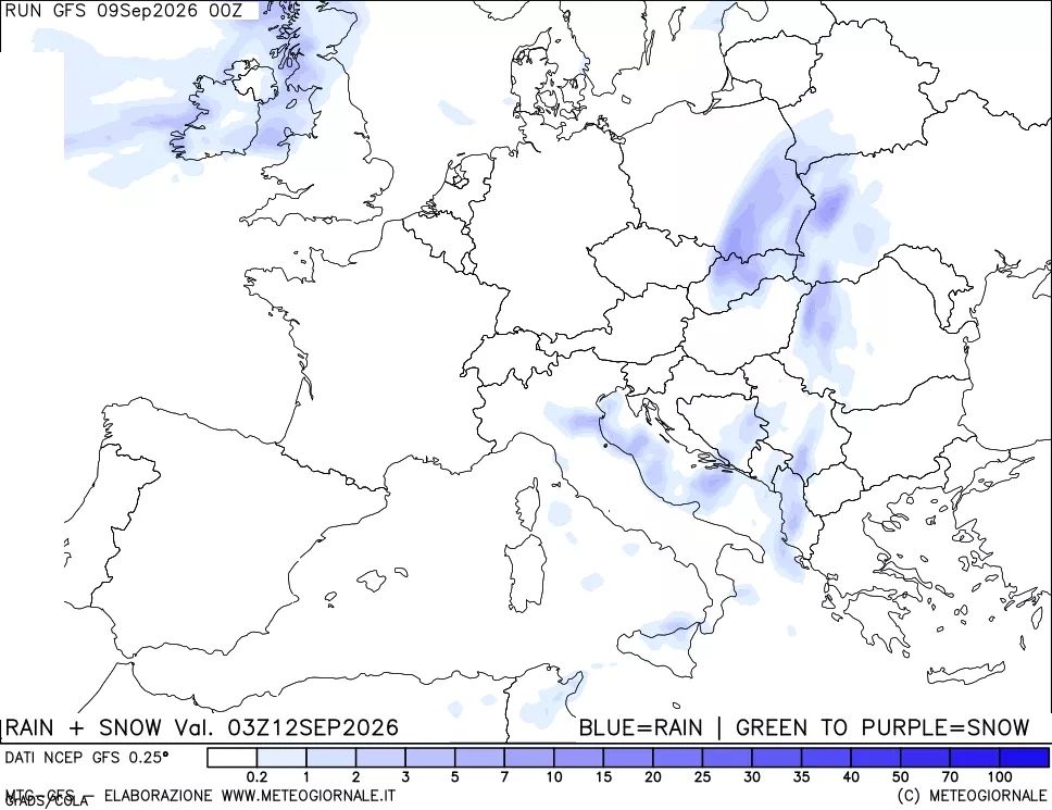 mappa Precipitazioni totali e nevose